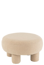 Pouf en tissu bouclé beige