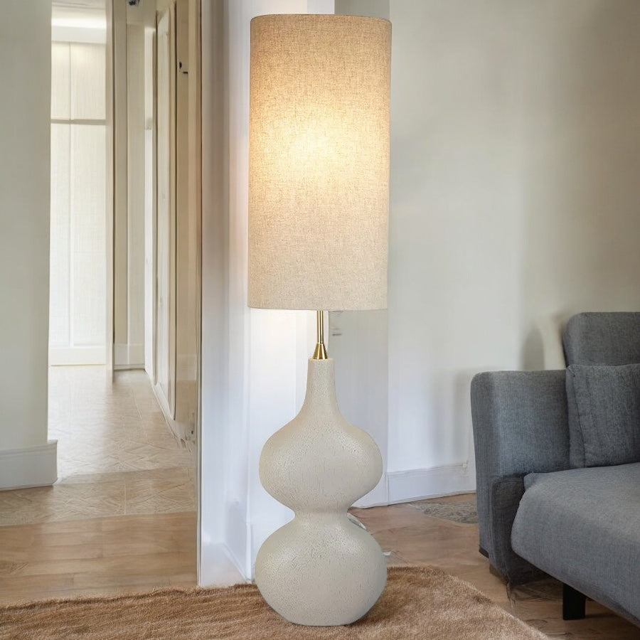 Lampadaire en tissu beige