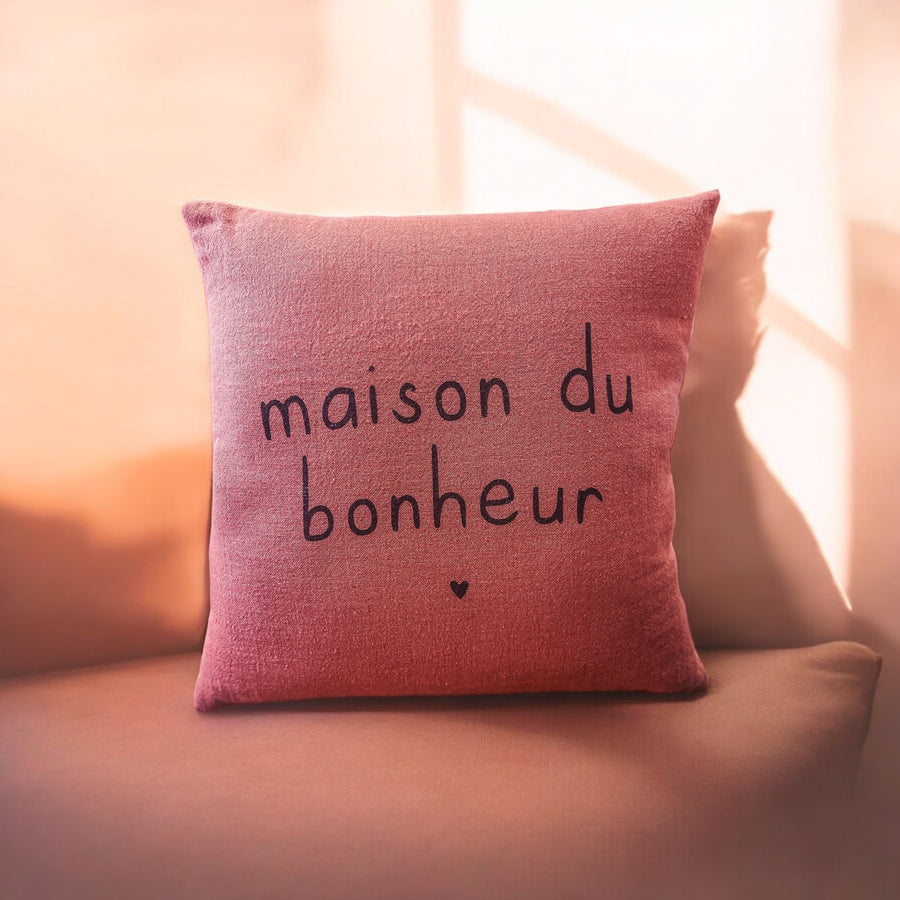 Coussin carré "Maison du bonheur"