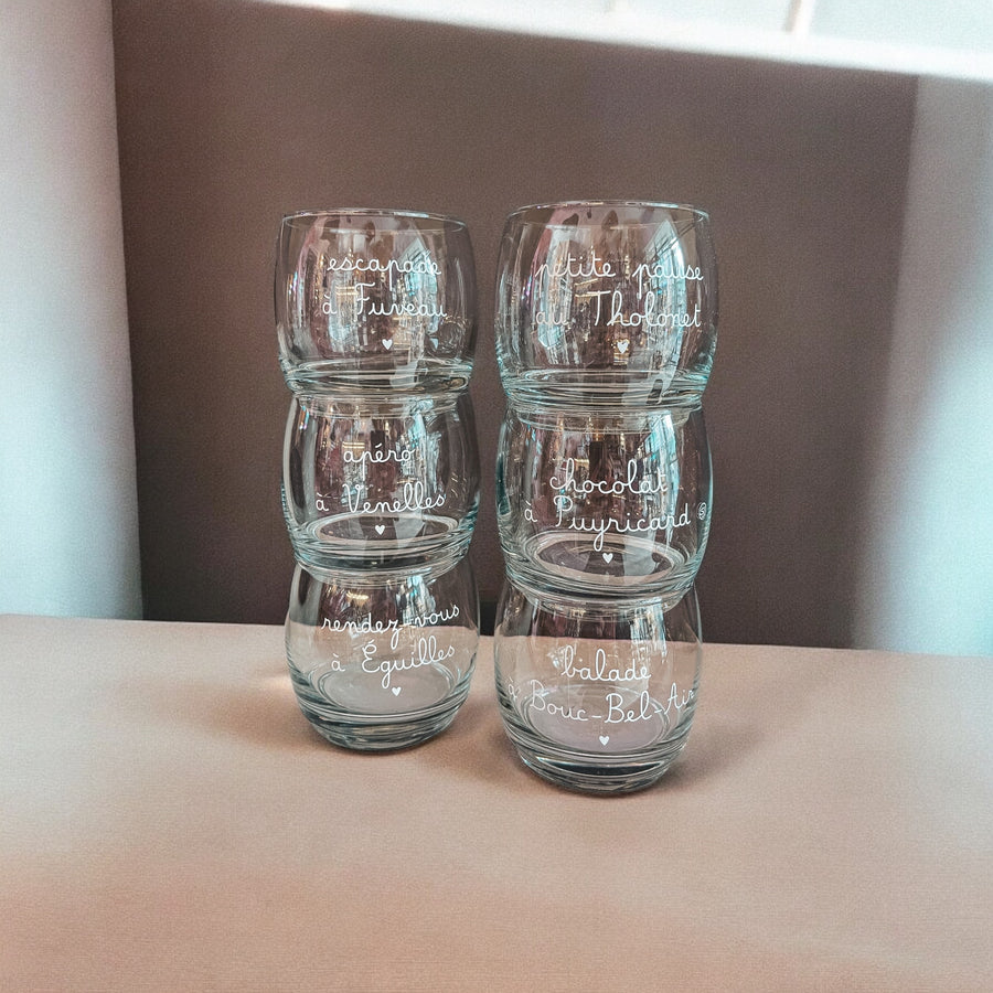 Set de 6 verres à eau "Aux alentours d'Aix"