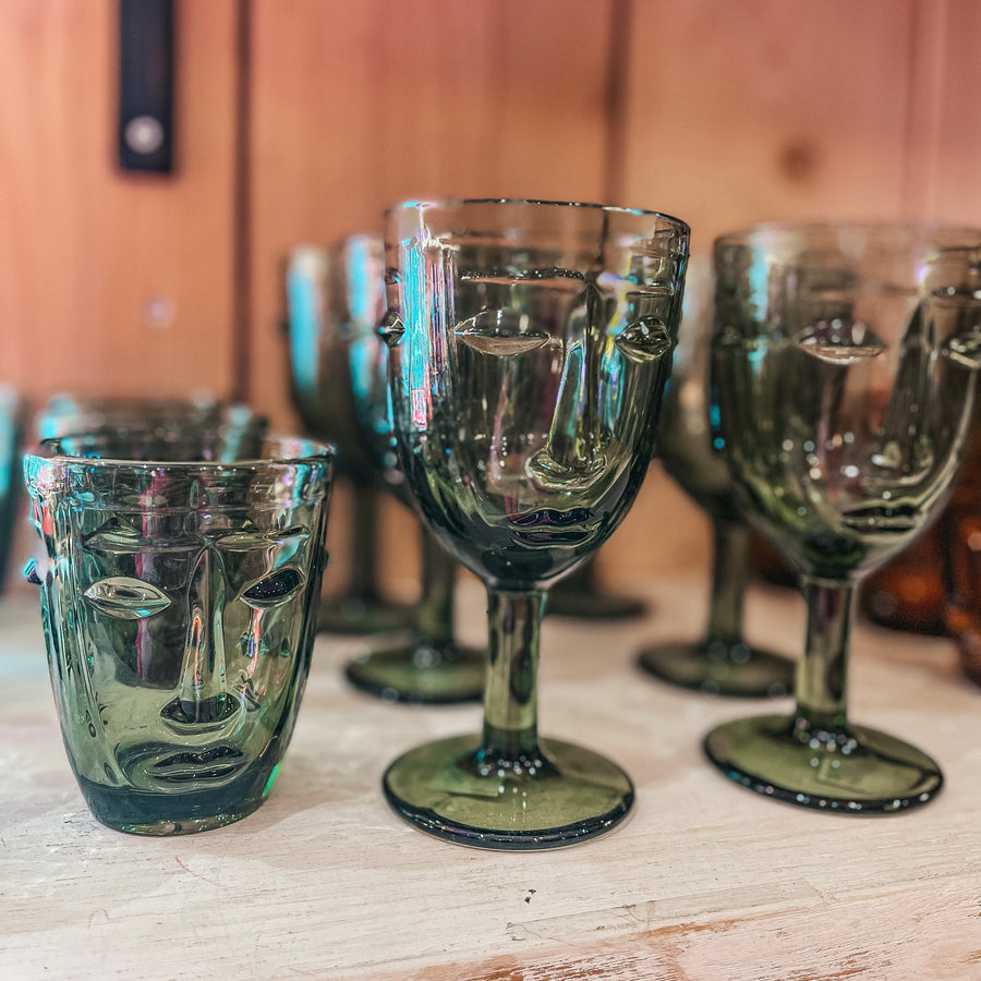 Set de 6 verres à pied Visage (plusieurs couleurs)