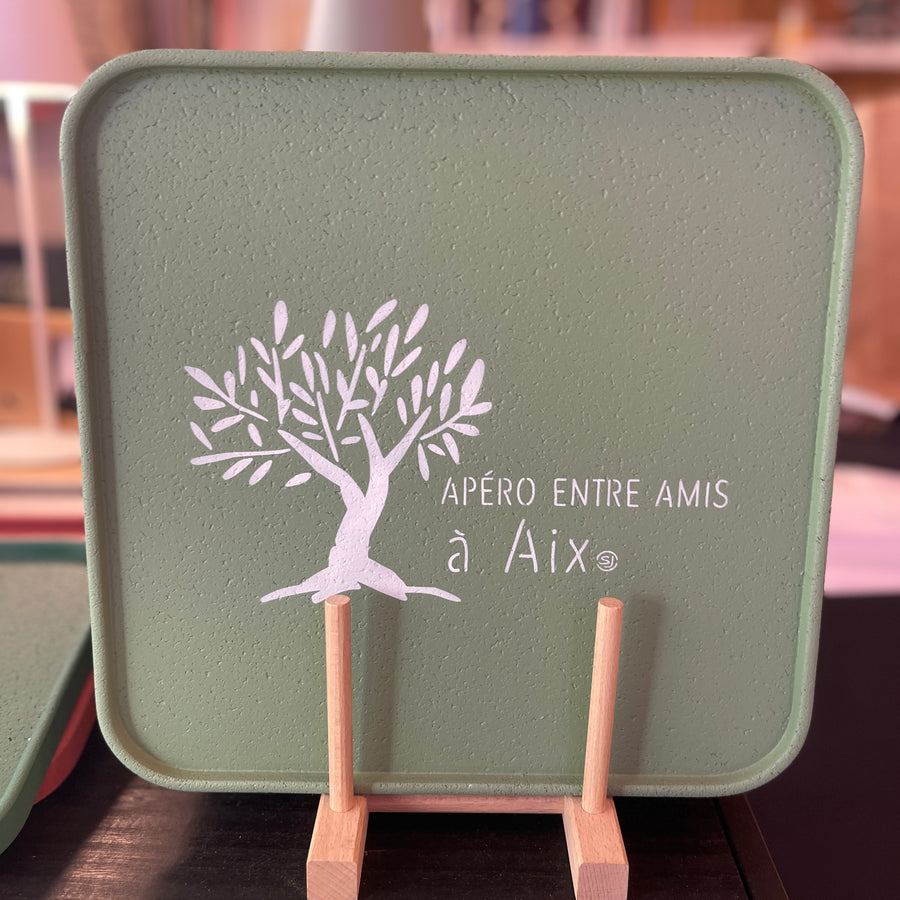 Plateau en liège "Apéro entre amis à Aix" (plusieurs couleurs)