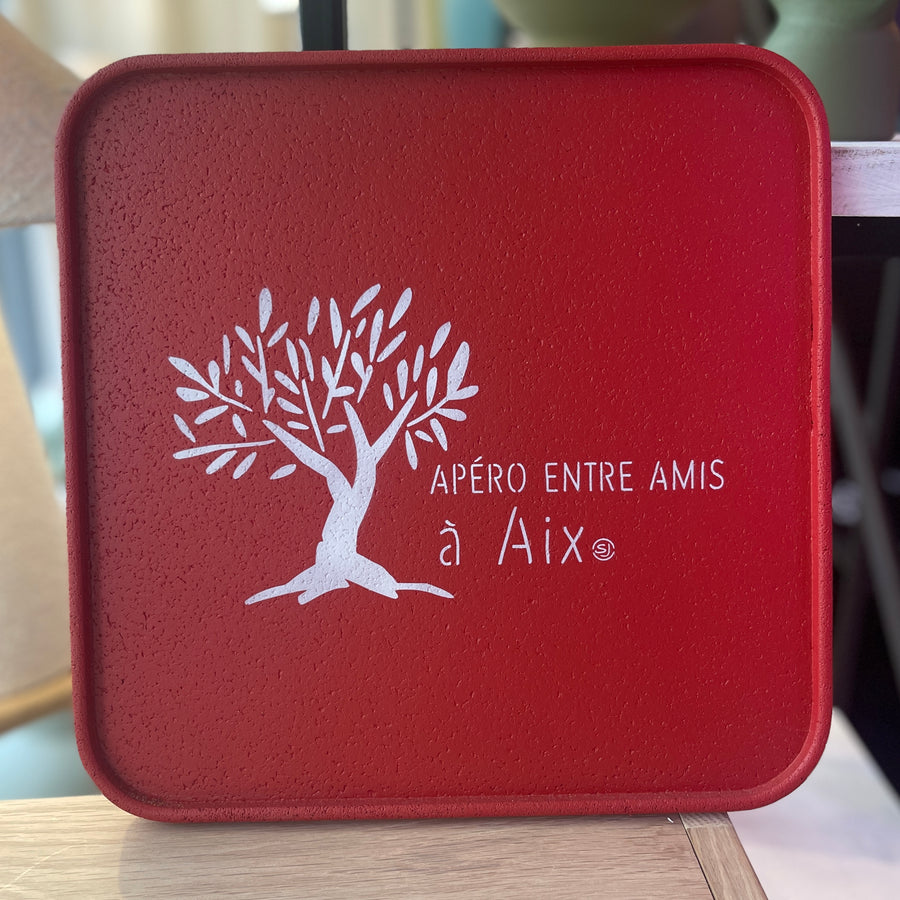 Plateau en liège "Apéro entre amis à Aix" (plusieurs couleurs)