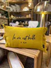 Coussin "La vie est belle à Aix" (plusieurs couleurs)