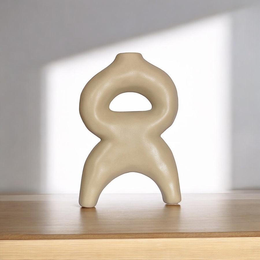 Vase en céramique beige Nomad