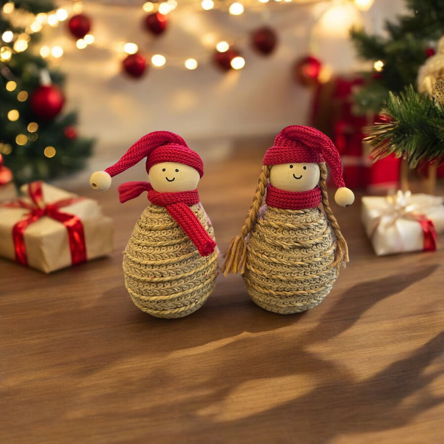 Set de 2 figurines en jute