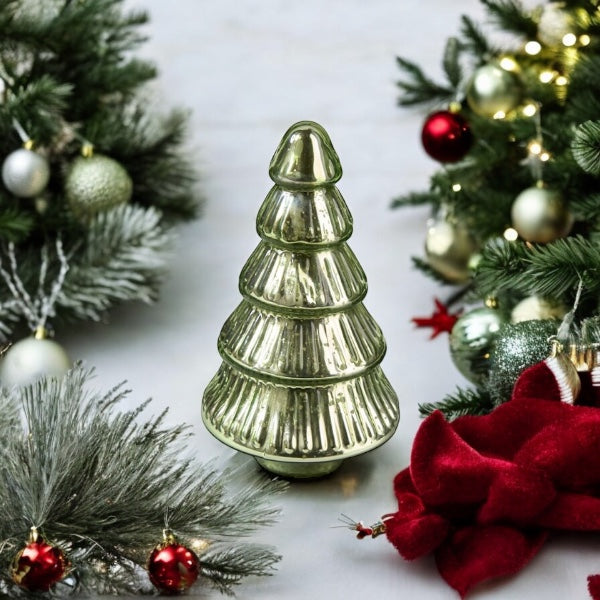 Sapin en verre doré et vert