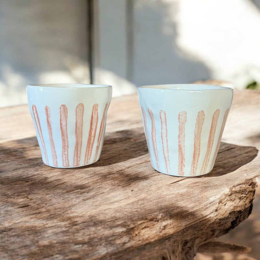 Tasses en céramique expresso - Linear Terracotta (lot de 2)